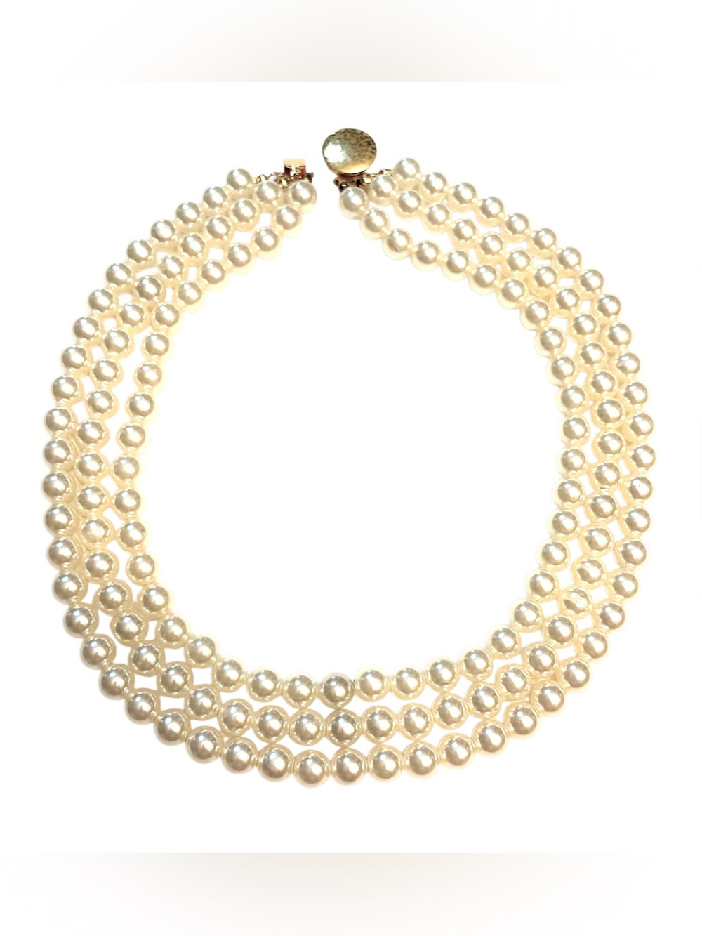 Vintage Chunky Pearl Multi-Strand  Necklace with Gold Clasp